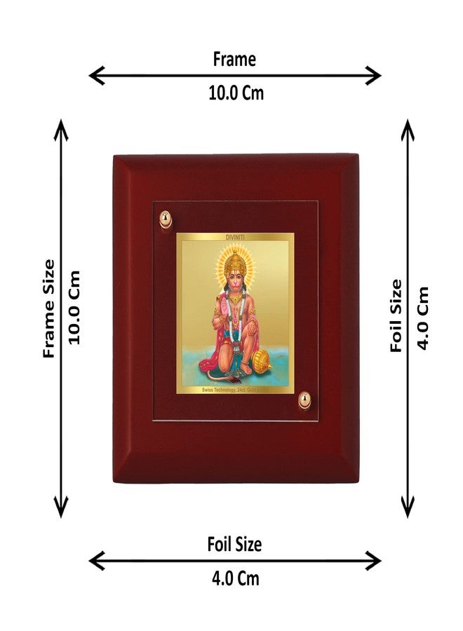 DIVINITI 24K Gold Plated Foil Lord Hanuman Ji Photo Frame For Home Decor, Table Top|MDF 1A with |Religious Photo Frame Idol For Pooja, Prayer, Gift (10 CM X 10 CM) - Image 2